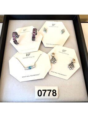 Jewelry Lot Bomb Party Necklace and Pierced Earrings Cubic Zirconia